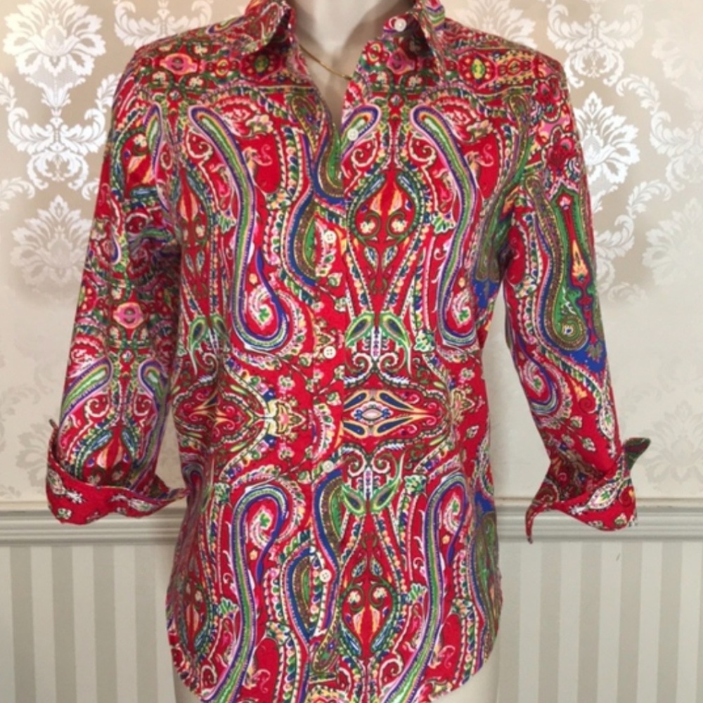 Ralph Lauren Paisley Button Up Top